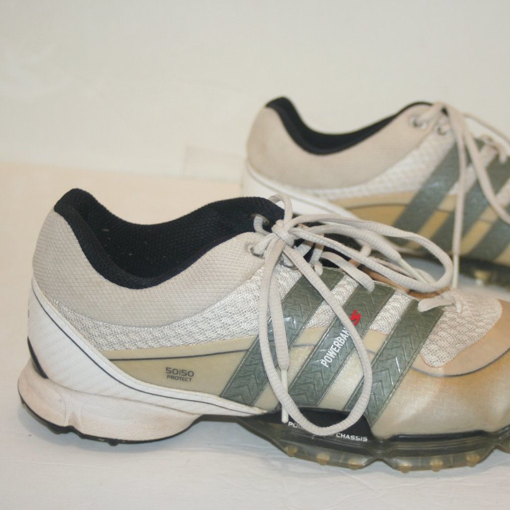 Adidas "PowerbandS 50/50 Protect Powerband Chassis" White Golf Shoes. Mens 11 M
